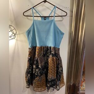 OOAK Upcycled North Face athletic Tank Top with Black & Mustard Patchwork Skirt